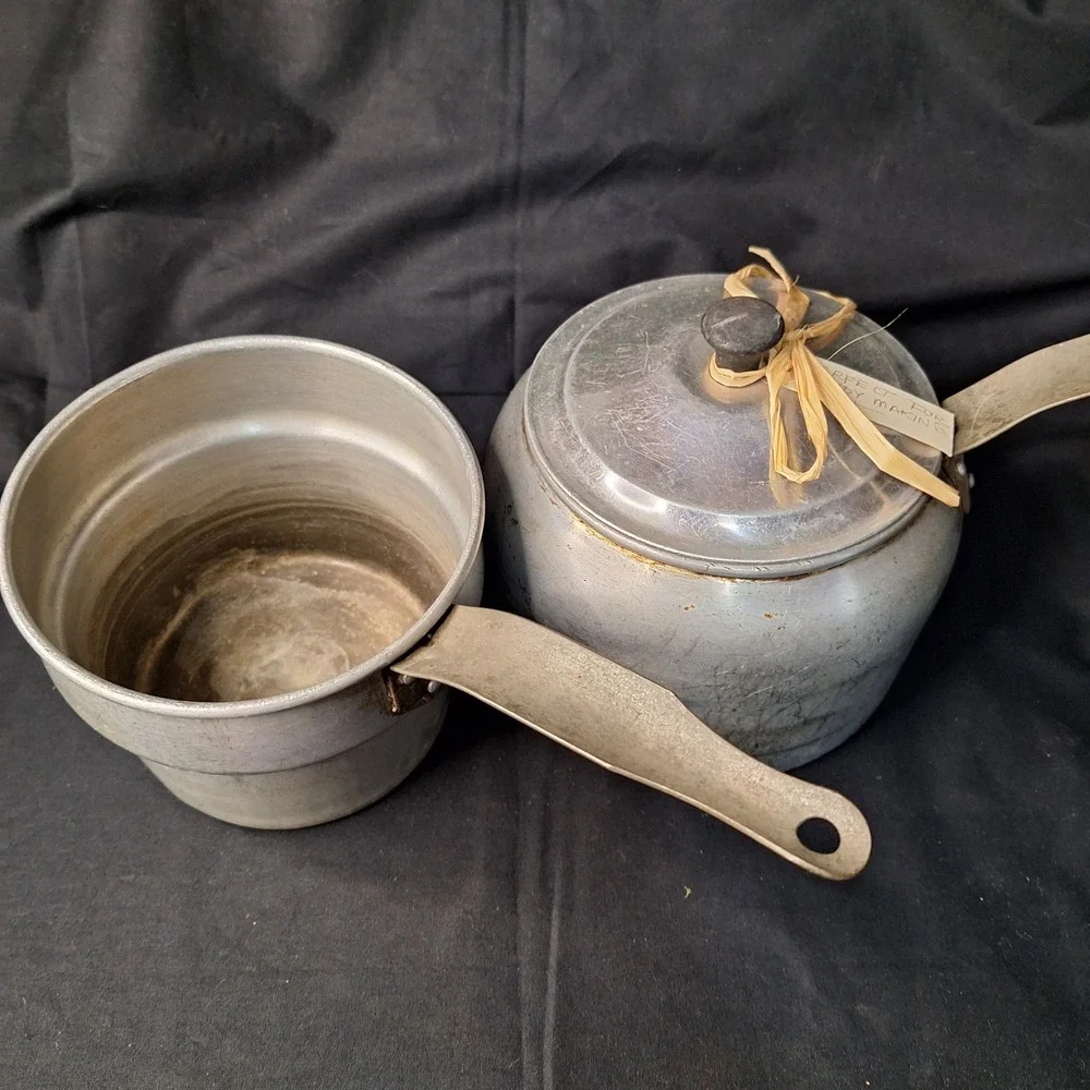 Vintage Wear-Ever Aluminum Double Boiler 3 Piece Set Candy Making‎ Pot USA Made